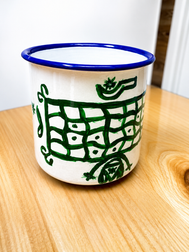 Hand-Painted Caribbean Enamel Mug- Gobelet artisanal- 0.15 lb