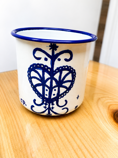 Hand-Painted Caribbean Enamel Mug- Gobelet artisanal- 0.15 lb